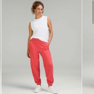 Lululemon Relaxed High Rise Jogger Pale Raspberry Cotton Terry Pants Womens 14